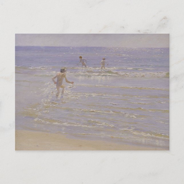 Sunshine at Skagen: Boys Swimming, 1892 Postcard (Front)
