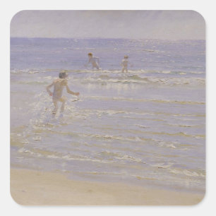 Sunshine at Skagen: Boys Swimming, 1892 Square Sticker