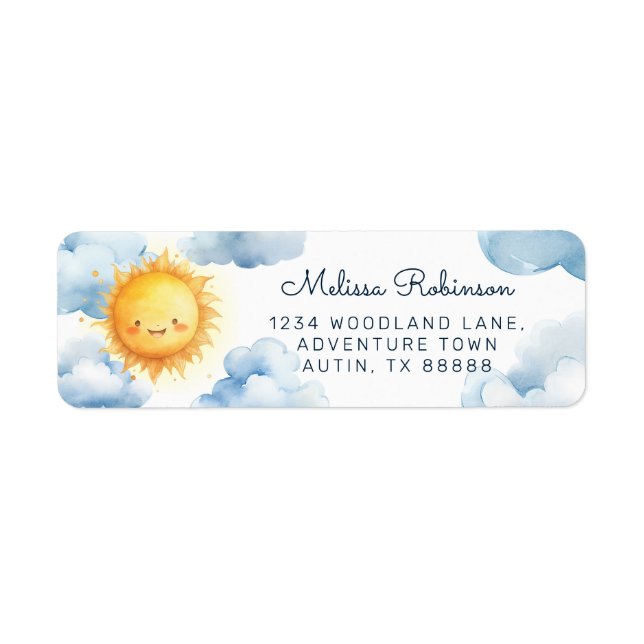 Sunshine Baby Boy Shower Return Address Label (Front)