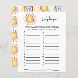 Sunshine Baby Item Game. Baby Shower Game