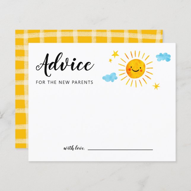 Sunshine Baby Shower Advice Card (Front/Back)