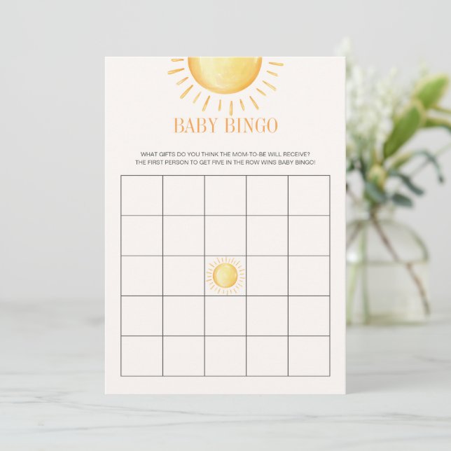 Sunshine Baby Shower Bingo Game Invitation (Standing Front)