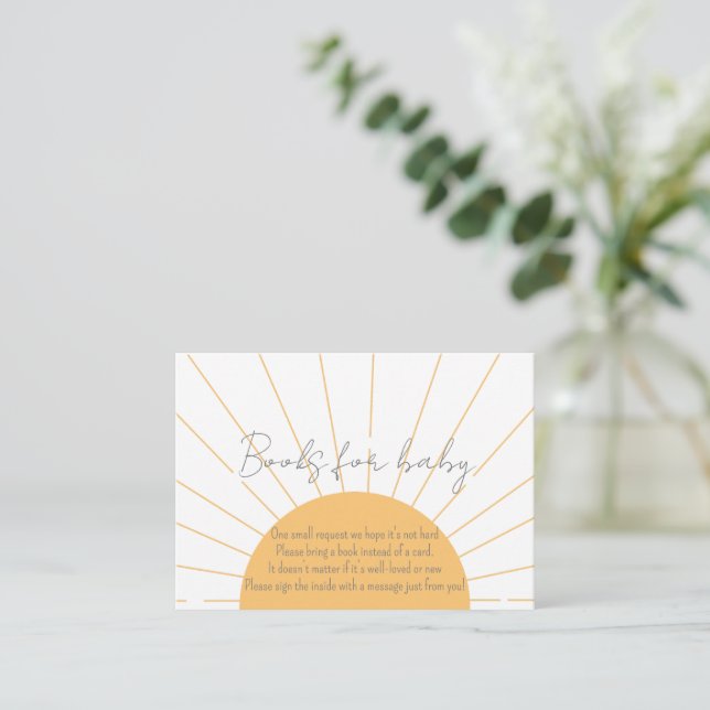 Sunshine Baby Shower Boho  Books For Baby Shower Enclosure Card (Standing Front)