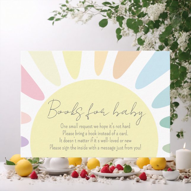 Sunshine Baby Shower Boho  Books For Baby Shower Enclosure Card (Creator Uploaded)