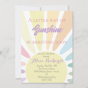 Sunshine Baby Shower Boho Retro Pink Baby Shower Invitation