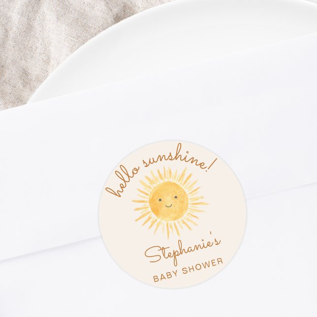 Sunshine Baby Shower  Classic Round Sticker (Creator Uploaded)