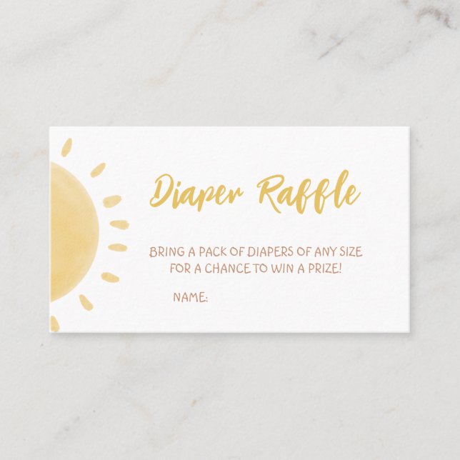 Sunshine Baby Shower Diaper Raffle Business Card (Front)