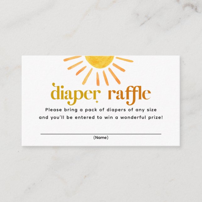 Sunshine Baby Shower Diaper Raffle Enclosure Card (Front)