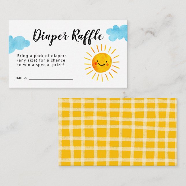 Sunshine Baby Shower Diaper Raffle Ticket Enclosure Card (Front/Back)