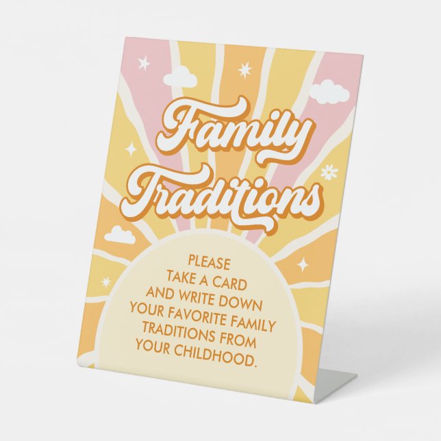 Sunshine Baby Shower Family Traditions  Pedestal Sign (Front)