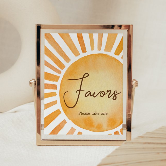 Sunshine Baby Shower Favours Poster (A Little Ray of Sunshine Baby Shower Favors Sign)