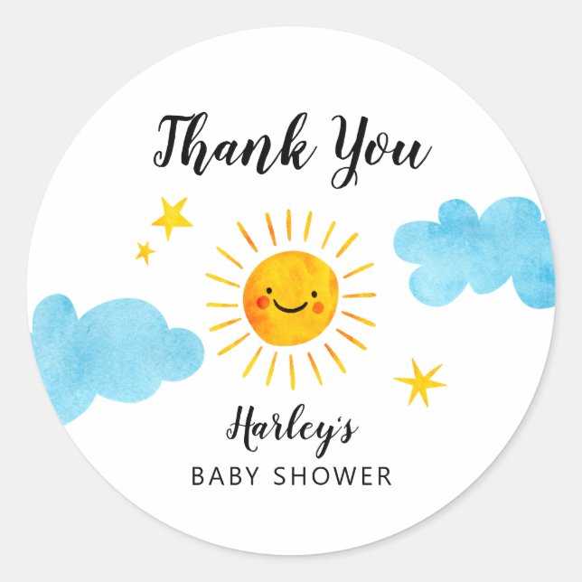 Sunshine Baby Shower Gender Neutral Favour Classic Round Sticker (Front)