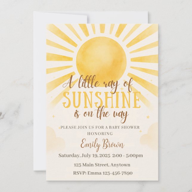 Sunshine Baby Shower Gender Neutral Invitation (Front)