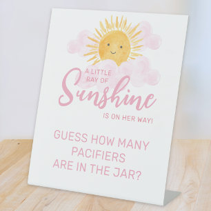 Sunshine Baby Shower Guess How Many Pacifiers Game Pedestal Sign