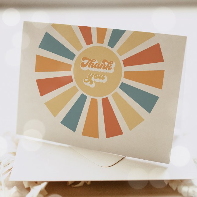 Sunshine Baby Shower Here Come The Son Thank You Card (Creator Uploaded)