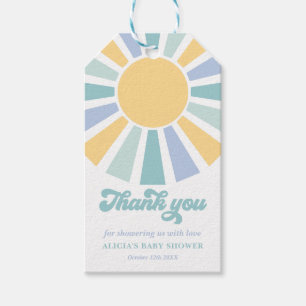 Sunshine Baby Shower Here Come The Son Yellow Rays Gift Tags