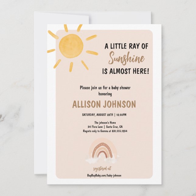 Sunshine Baby Shower Invitation (Front)