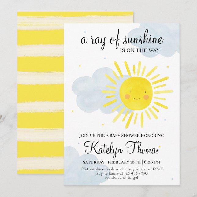 Sunshine Baby Shower Invitation Gender Neutral (Front/Back)