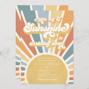 Sunshine Baby Shower Muted Boho Retro Sunshine Invitation