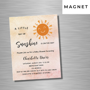 Sunshine Baby Shower pink girl sun luxury Magnetic Invitation