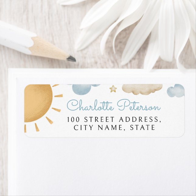 Sunshine Baby Shower Return Address Label (Insitu)