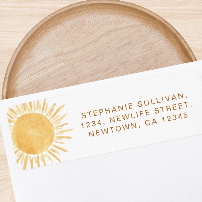 Sunshine Baby Shower Return Address Label (Creator Uploaded)