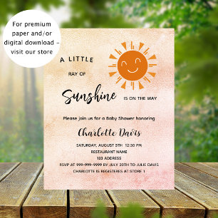 Sunshine Baby Shower sun girl budget invitation Flyer