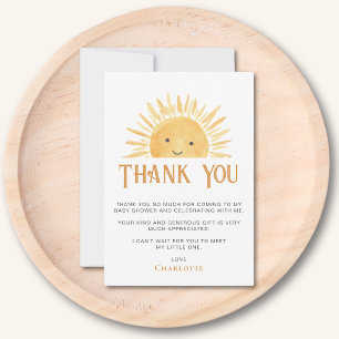Sunshine Baby Shower Thank You Card