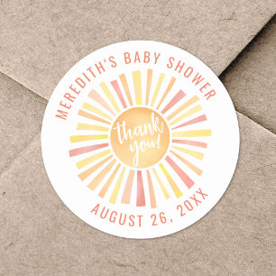 Sunshine Baby Shower Thank You Classic Round Sticker