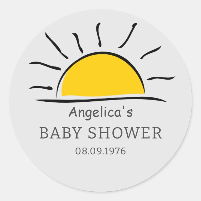 Sunshine Baby Shower Thank You Classic Round Sticker (Front)
