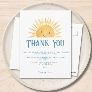 Sunshine Baby Shower Thank You Postcard