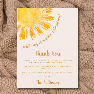 Sunshine Baby Shower Thank You Postcard