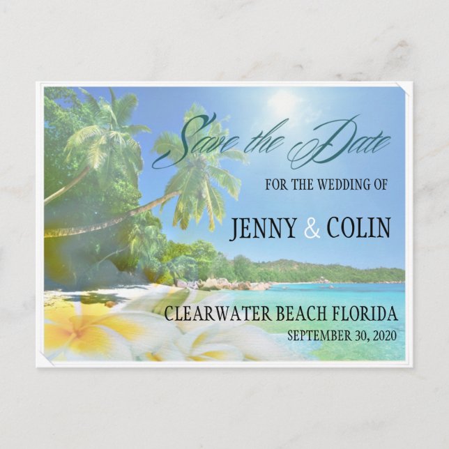 Sunshine Beach Photo Save The Date Announcement Postcard (Front)