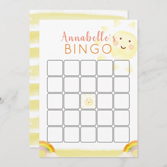 Sunshine Birthday Bingo Game Card (Front/Back)