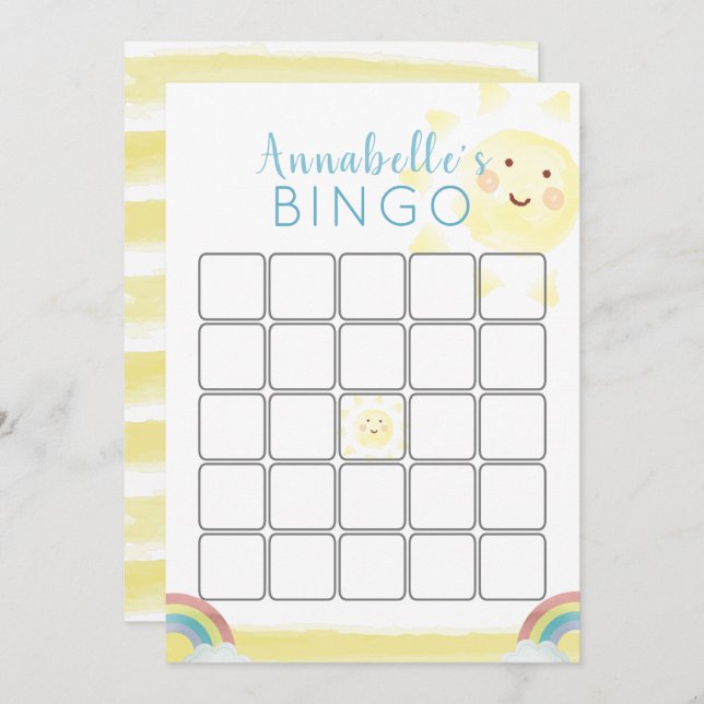Sunshine Birthday Bingo Game Card (Front/Back)