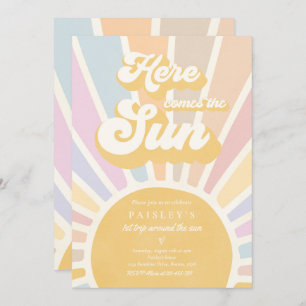 Sunshine Birthday Boho 1st Trip Around The Sun Invitation