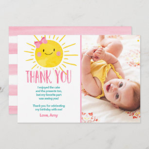 Sunshine Birthday Girl Thank You Card Summer