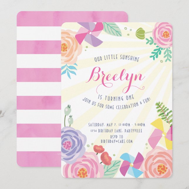Sunshine Birthday Invitation (Front/Back)