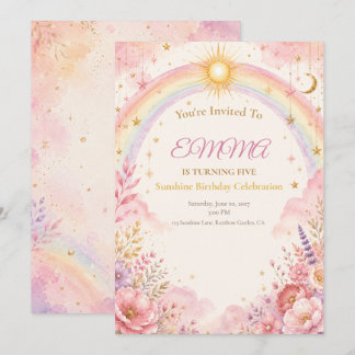 Sunshine Birthday Invitation | Pink Pastel Boho