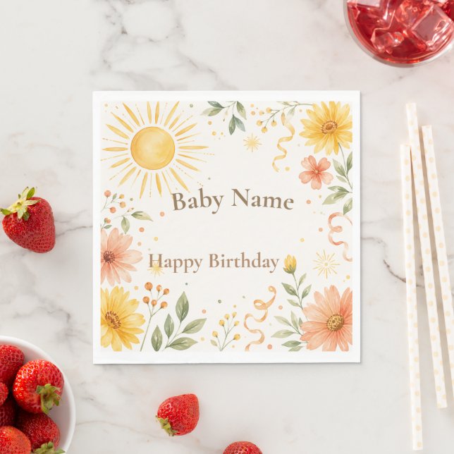 Sunshine Birthday Lunch Napkins (Insitu)