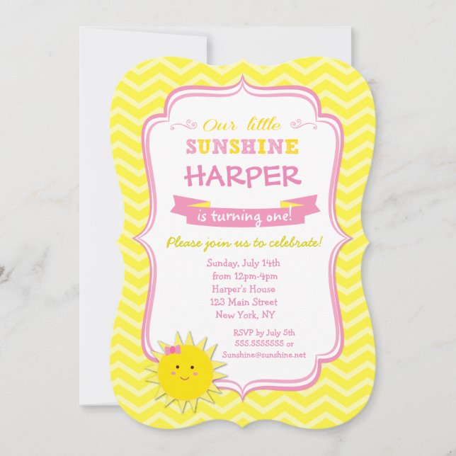 Sunshine Birthday Party Invitations (Front)