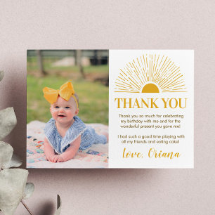 Sunshine Birthday Party Thank You Card