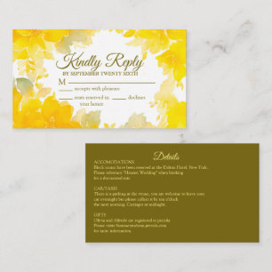 Sunshine & Blooms: Yellow Watercolor Floral RSVP Enclosure Card