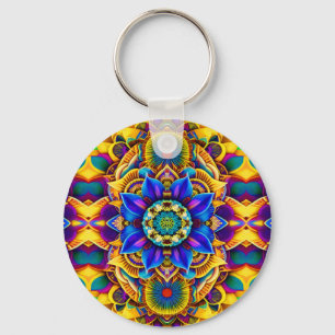 Sunshine Blue Accent Mandala Key Ring
