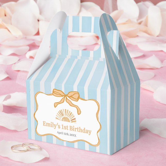 Sunshine Blue Gingham Birthday Party Favour Box (Wedding)