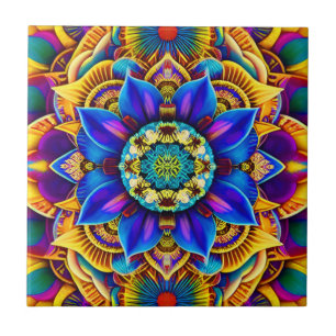 Sunshine Blue Mandala Ceramic Tile