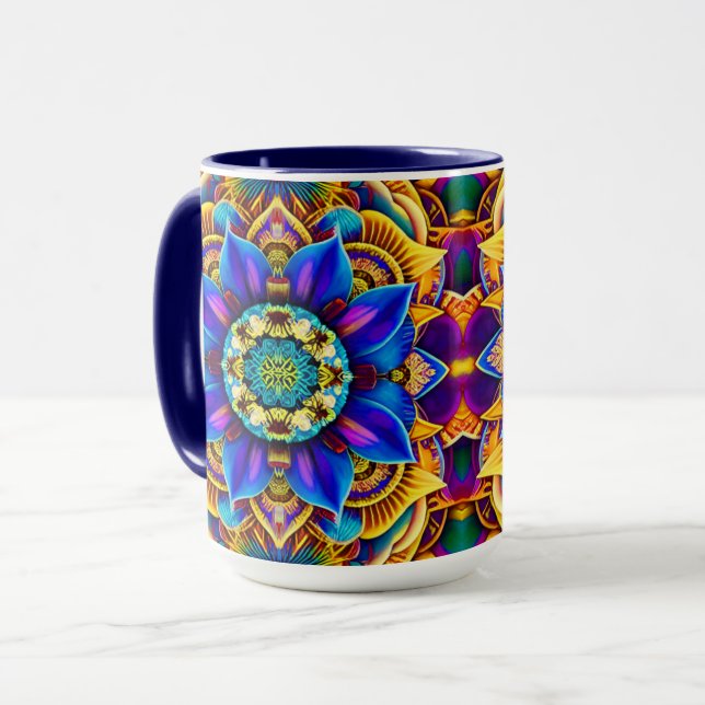Sunshine Blue Mandala  Mug (Front Left)