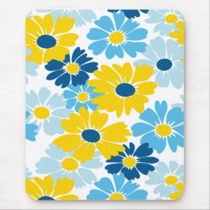 Sunshine Blue Sky Blooming Daisy Mouse Pad
