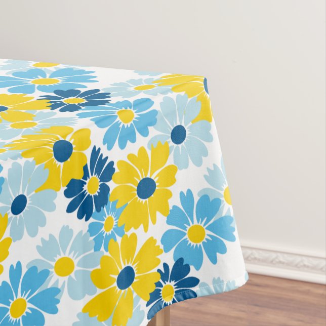 Sunshine Blue Sky Blooming Daisy  Tablecloth (In Situ)