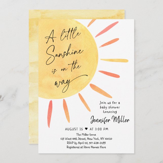 Sunshine Boho Baby Shower Invitation (Front/Back)